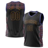 Custom Unisex Black & Maroon Pattern Basketball Jersey BS0000530108