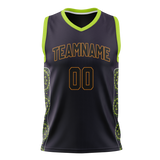 Custom Unisex Black & Kelly Green Pattern Basketball Jersey BS0000530115