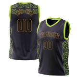 Custom Unisex Black & Kelly Green Pattern Basketball Jersey