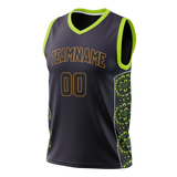 Custom Unisex Black & Kelly Green Pattern Basketball Jersey BS0000530115