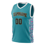 Custom Unisex Light Blue & Pink Pattern Basketball Jersey BS0000532125