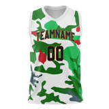 Custom Unisex White & Green Pattern Basketball Jersey BS0000540214