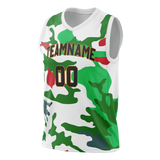 Custom Unisex White & Green Pattern Basketball Jersey BS0000540214