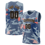 Custom Unisex Light Blue & Blue Pattern Basketball Jersey