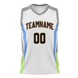 Custom Unisex White & Gray Pattern Basketball Jersey BS0000550203