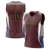 Custom Unisex Brown & White Pattern Basketball Jersey BS0000550702