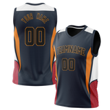 Custom Unisex Navy Blue & Red Pattern Basketball Jersey