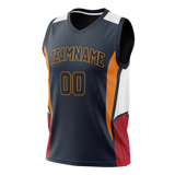 Custom Unisex Navy Blue & Red Pattern Basketball Jersey BS0000551809