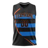 Custom Unisex Black & Royal Blue Pattern Basketball Jersey BS0000560119