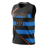 Custom Unisex Black & Royal Blue Pattern Basketball Jersey BS0000560119