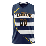 Custom Unisex Navy Blue & White Pattern Basketball Jersey BS0000561802