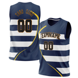 Custom Unisex Navy Blue & White Pattern Basketball Jersey