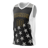 Custom Unisex Black & Gray Pattern Basketball Jersey BS0000570103