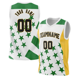 Custom Unisex White & Kelly Green Pattern Basketball Jersey