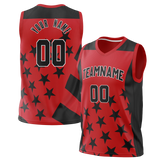 Custom Unisex Red & Black Pattern Basketball Jersey