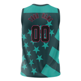 Custom Unisex Dark Aqua & Teal Pattern Basketball Jersey BS0000571617