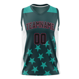 Custom Unisex Dark Aqua & Teal Pattern Basketball Jersey BS0000571617