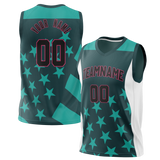 Custom Unisex Dark Aqua & Teal Pattern Basketball Jersey BS0000571617