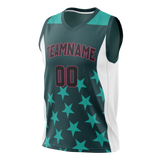 Custom Unisex Dark Aqua & Teal Pattern Basketball Jersey BS0000571617