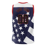 Custom Unisex Navy Blue & White Pattern Basketball Jersey BS0000571802