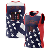 Custom Unisex Navy Blue & White Pattern Basketball Jersey