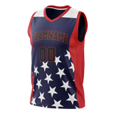 Custom Unisex Navy Blue & White Pattern Basketball Jersey BS0000571802