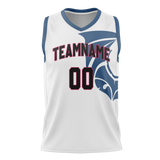 Custom Unisex White & Royal Blue Pattern Basketball Jersey BS0000580219