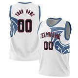 Custom Unisex White & Royal Blue Pattern Basketball Jersey BS0000580219