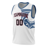 Custom Unisex White & Royal Blue Pattern Basketball Jersey BS0000580219