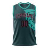 Custom Unisex Dark Aqua & Teal Pattern Basketball Jersey BS0000581617