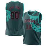 Custom Unisex Dark Aqua & Teal Pattern Basketball Jersey