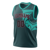 Custom Unisex Dark Aqua & Teal Pattern Basketball Jersey BS0000581617