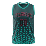 Custom Unisex Dark Aqua & Teal Pattern Basketball Jersey BS0000591617