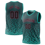 Custom Unisex Dark Aqua & Teal Pattern Basketball Jersey