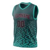 Custom Unisex Dark Aqua & Teal Pattern Basketball Jersey BS0000591617