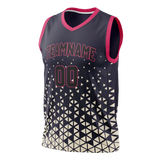 Custom Unisex Navy Blue & Cream Pattern Basketball Jersey BS0000591805