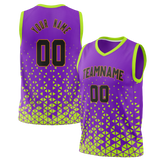 Custom Unisex Purple & Green Pattern Basketball Jersey BS0000592314