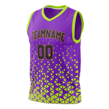 Custom Unisex Purple & Green Pattern Basketball Jersey BS0000592314