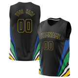 Custom Unisex Black & Royal Blue Pattern Basketball Jersey