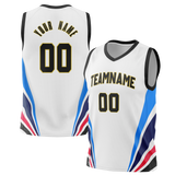 Custom Unisex White & Blue Pattern Basketball Jersey