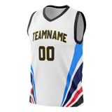 Custom Unisex White & Blue Pattern Basketball Jersey BS0000600220