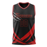 Custom Unisex Black & Red Pattern Basketball Jersey BS0000610109