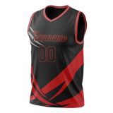 Custom Unisex Black & Red Pattern Basketball Jersey BS0000610109