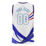 Custom Unisex White & Royal Blue Pattern Basketball Jersey BS0000610219