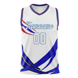 Custom Unisex White & Royal Blue Pattern Basketball Jersey BS0000610219