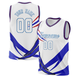 Custom Unisex White & Royal Blue Pattern Basketball Jersey