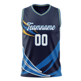 Custom Unisex Navy Blue & Royal Blue Pattern Basketball Jersey BS0000611819