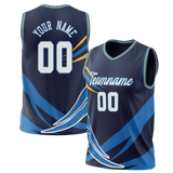 Custom Unisex Navy Blue & Royal Blue Pattern Basketball Jersey