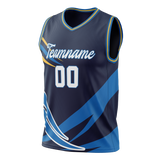 Custom Unisex Navy Blue & Royal Blue Pattern Basketball Jersey BS0000611819