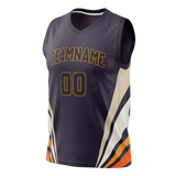 Custom Unisex Navy Blue & Cream Pattern Basketball Jersey BS0000621805